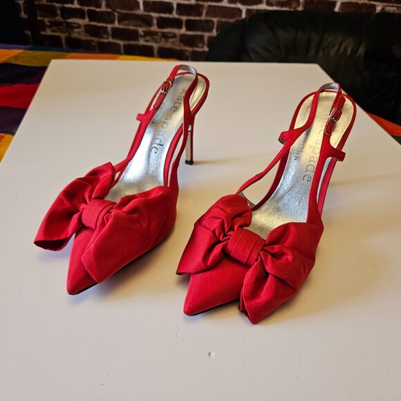 Kate Spade New York Slingback Pointed Toe Pump In Cherry Rouge Size 8B - Picture 6 of 16